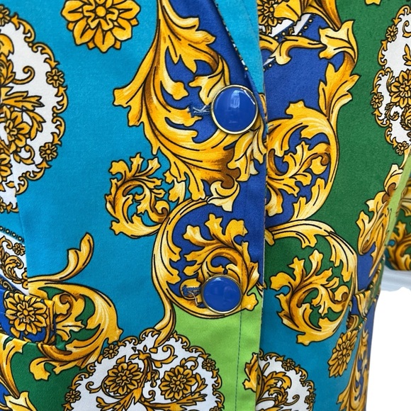 Vintage Linea by Louis Dell’Olio filigree 3 piece lined skirt suit blue green M - Picture 4 of 16